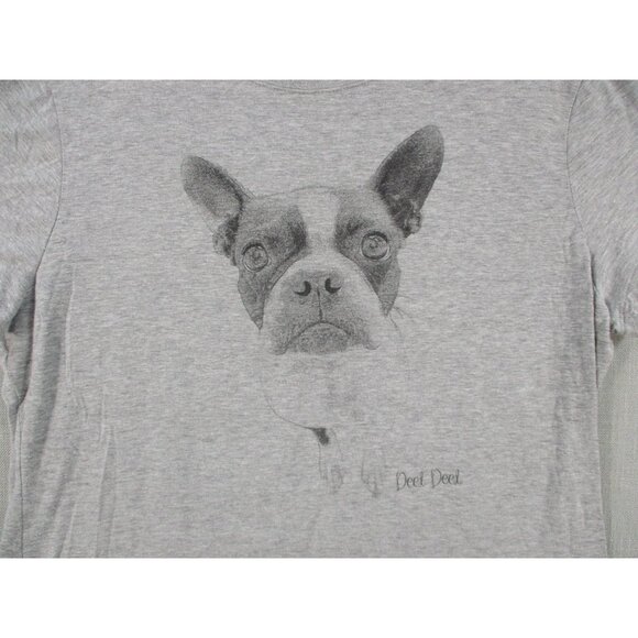 Hanes Nano-T Gray Boston Terrier Dog Graphic Womens T-Shirt L/G - Picture 2 of 7